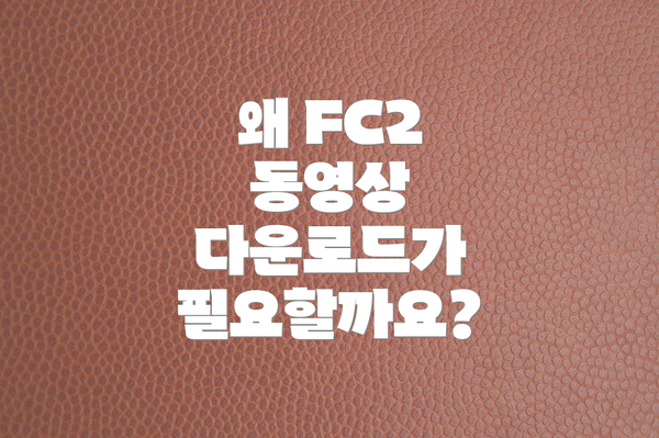 왜 FC2 동영상 다운로드가 필요할까요?