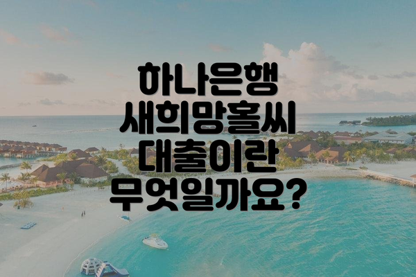 하나은행 새희망홀씨 대출이란 무엇일까요?