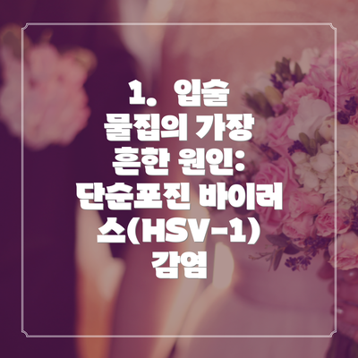 1. 입술 물집의 가장 흔한 원인: 단순포진 바이러스(HSV-1) 감염