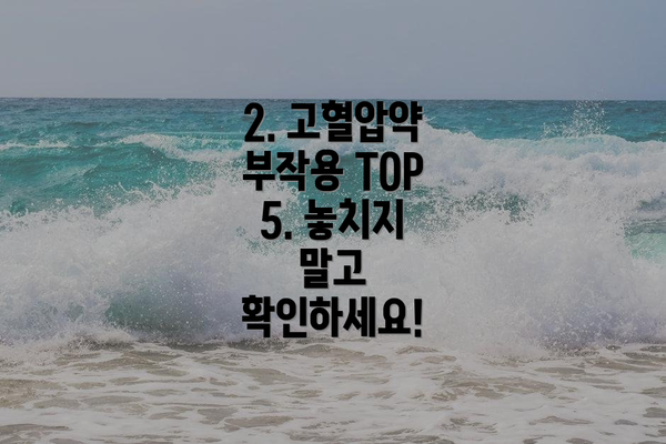 2. 고혈압약 부작용 TOP 5. 놓치지 말고 확인하세요!