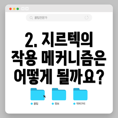 2. 지르텍의 작용 메커니즘은 어떻게 될까요?