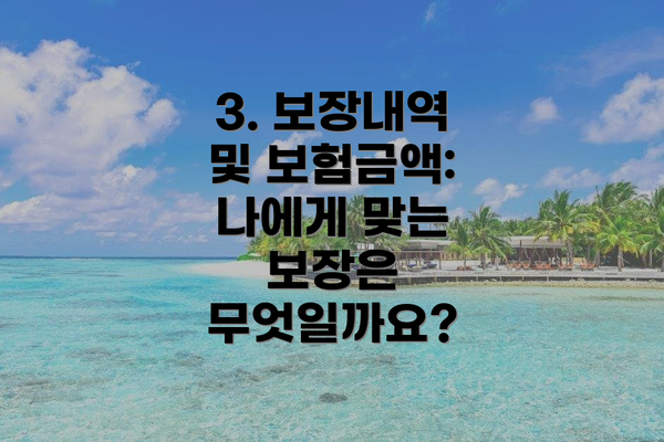 3. 보장내역 및 보험금액: 나에게 맞는 보장은 무엇일까요?