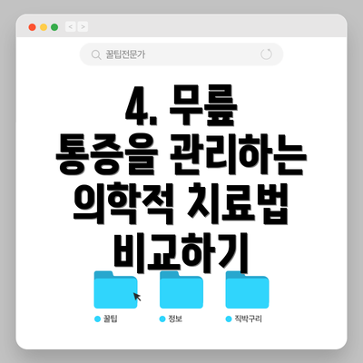 4. 무릎 통증을 관리하는 의학적 치료법 비교하기