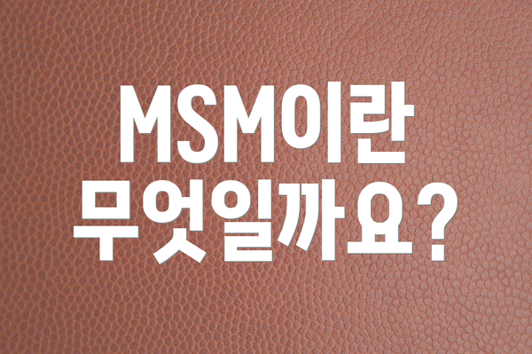 MSM이란 무엇일까요?