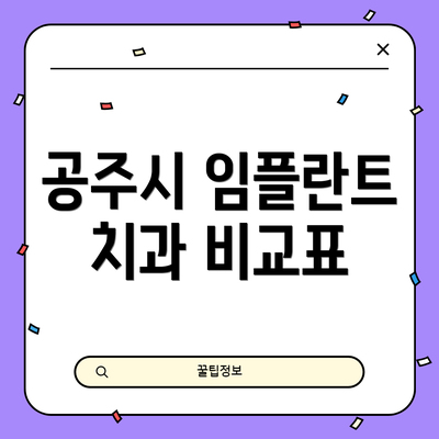 공주시 임플란트 치과 비교표