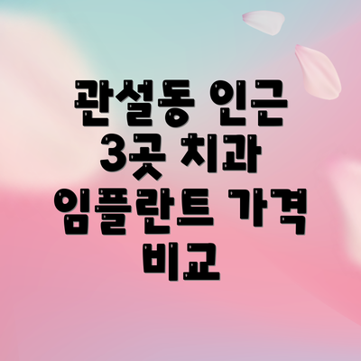 관설동 인근 3곳 치과 임플란트 가격 비교