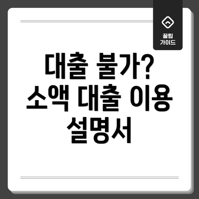 대출 불가? 소액 대출 이용 설명서