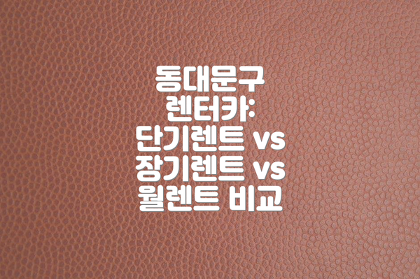 동대문구 렌터카: 단기렌트 vs 장기렌트 vs 월렌트 비교