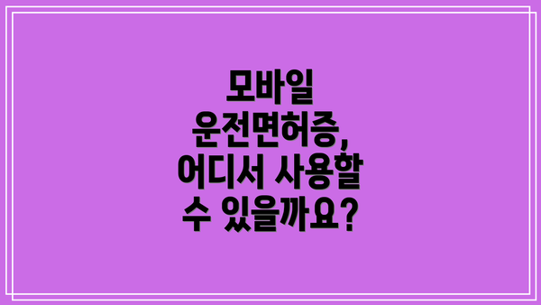 모바일 운전면허증, 어디서 사용할 수 있을까요?
