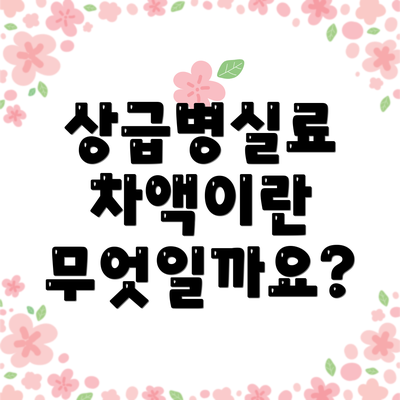상급병실료 차액이란 무엇일까요?