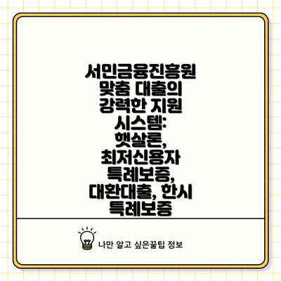 서민금융진흥원 맞춤 대출의 강력한 지원 시스템: 햇살론, 최저신용자 특례보증, 대환대출, 한시 특례보증