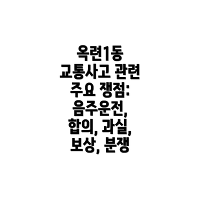 옥련1동 교통사고 관련 주요 쟁점: 음주운전, 합의, 과실, 보상, 분쟁