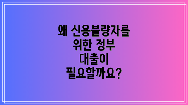 왜 신용불량자를 위한 정부 대출이 필요할까요?