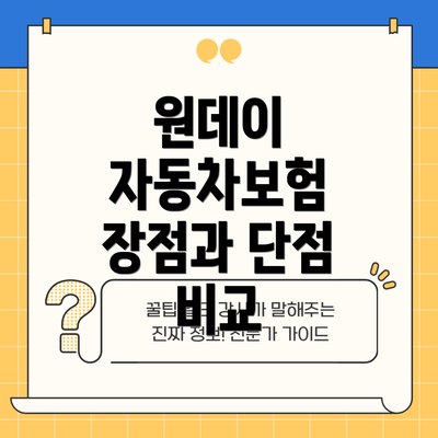 원데이 자동차보험 장점과 단점 비교