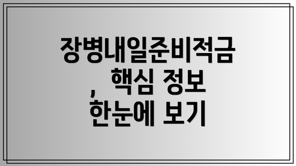 장병내일준비적금,  핵심 정보 한눈에 보기