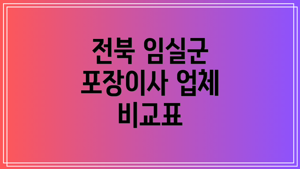 전북 임실군 포장이사 업체 비교표
