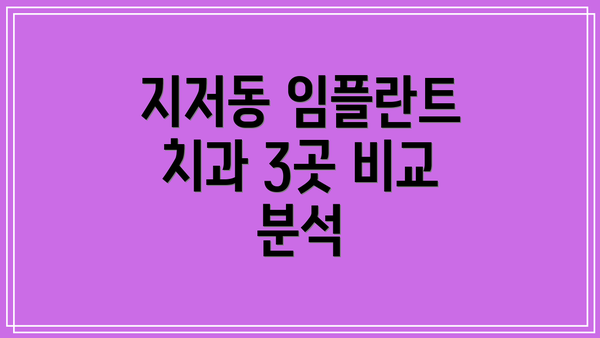 지저동 임플란트 치과 3곳 비교 분석