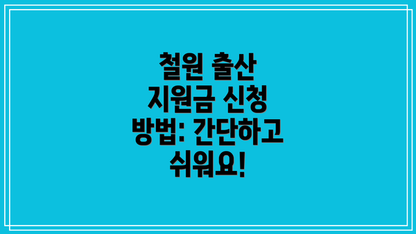 철원 출산 지원금 신청 방법: 간단하고 쉬워요!