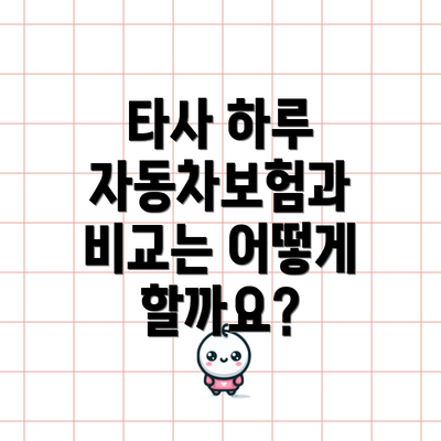 타사 하루 자동차보험과 비교는 어떻게 할까요?