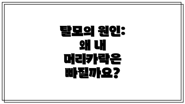 탈모의 원인: 왜 내 머리카락은 빠질까요?