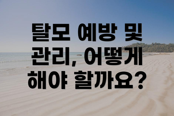 탈모 예방 및 관리, 어떻게 해야 할까요?