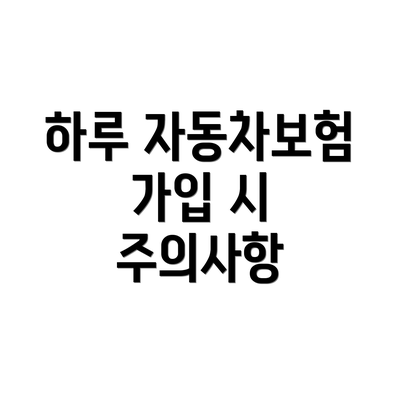 하루 자동차보험 가입 시 주의사항