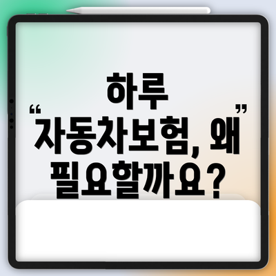 하루 자동차보험, 왜 필요할까요?