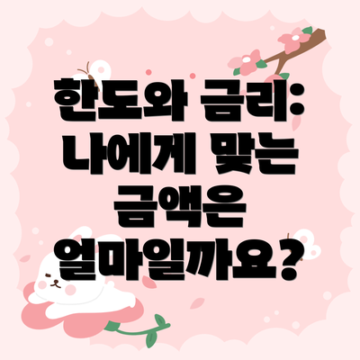 한도와 금리: 나에게 맞는 금액은 얼마일까요?