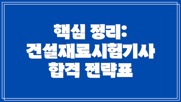 핵심 정리: 건설재료시험기사 합격 전략표