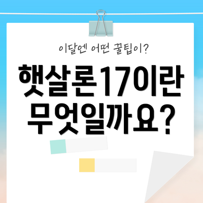 햇살론17이란 무엇일까요?