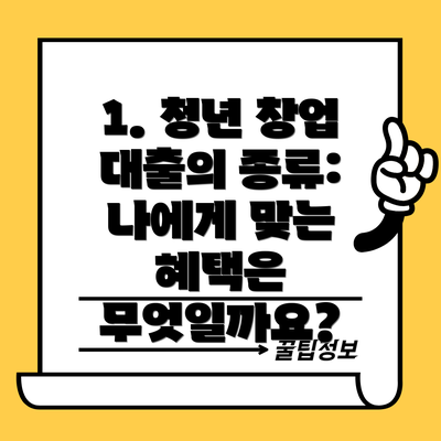 1. 청년 창업 대출의 종류: 나에게 맞는 혜택은 무엇일까요?