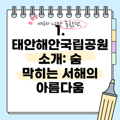1. 태안해안국립공원 소개: 숨 막히는 서해의 아름다움