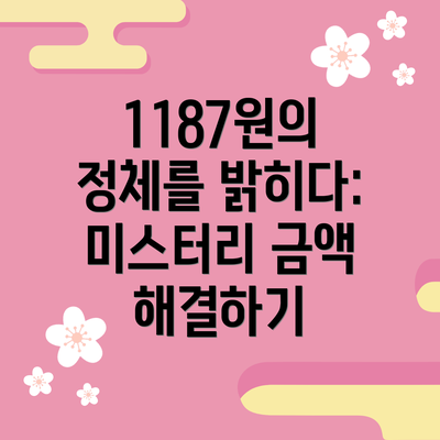 1187원의 정체를 밝히다: 미스터리 금액 해결하기