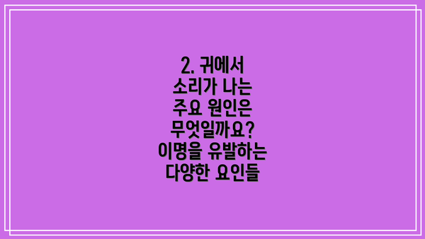 2. 귀에서 소리가 나는 주요 원인은 무엇일까요? 이명을 유발하는 다양한 요인들