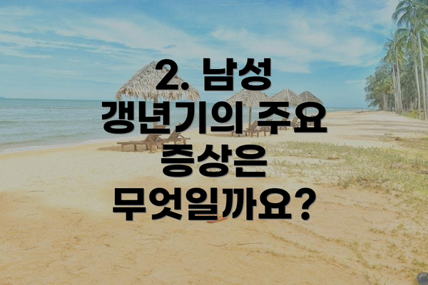 2. 남성 갱년기의 주요 증상은 무엇일까요?