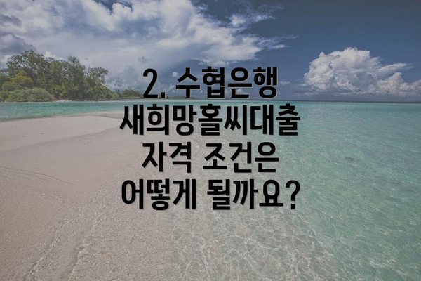 2. 수협은행 새희망홀씨대출 자격 조건은 어떻게 될까요?