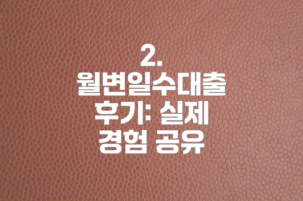 2. 월변일수대출 후기: 실제 경험 공유