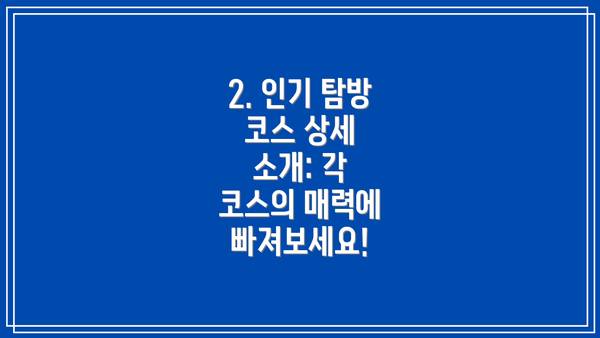 2. 인기 탐방 코스 상세 소개: 각 코스의 매력에 빠져보세요!