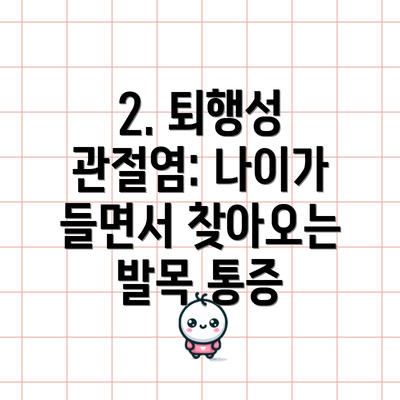 2. 퇴행성 관절염: 나이가 들면서 찾아오는 발목 통증