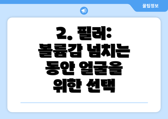 2. 필러: 볼륨감 넘치는 동안 얼굴을 위한 선택