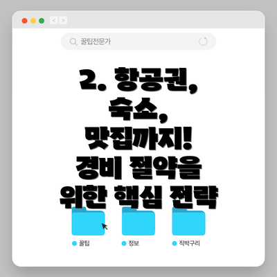 2. 항공권, 숙소, 맛집까지! 경비 절약을 위한 핵심 전략