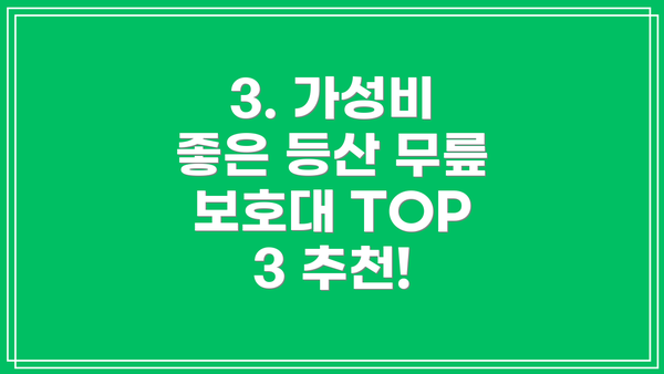 3. 가성비 좋은 등산 무릎 보호대 TOP 3 추천!