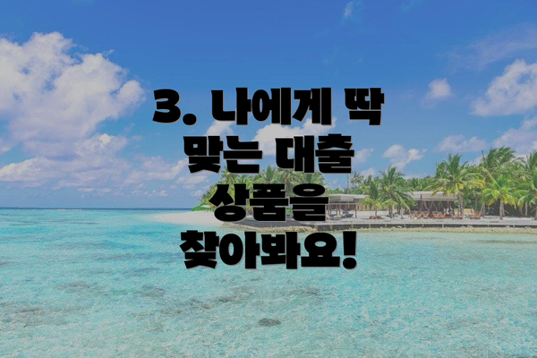 3. 나에게 딱 맞는 대출 상품을 찾아봐요!