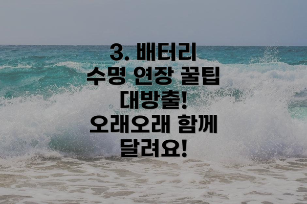 3. 배터리 수명 연장 꿀팁 대방출!  오래오래 함께 달려요!
