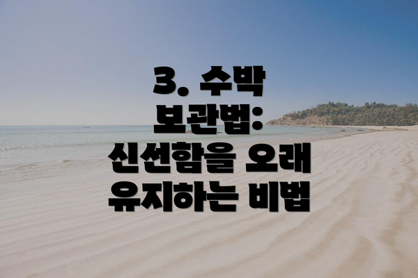 3. 수박 보관법: 신선함을 오래 유지하는 비법