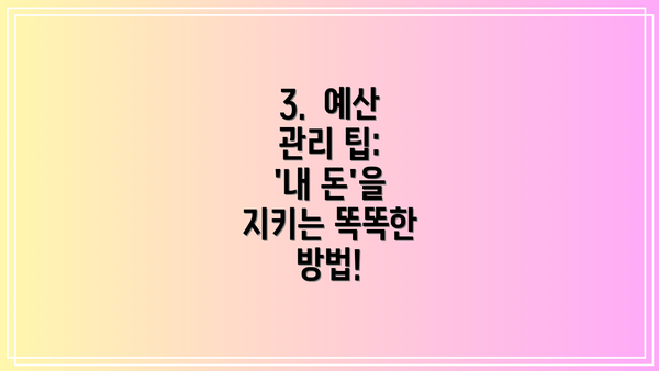 3. 예산 관리 팁: '내 돈'을 지키는 똑똑한 방법!