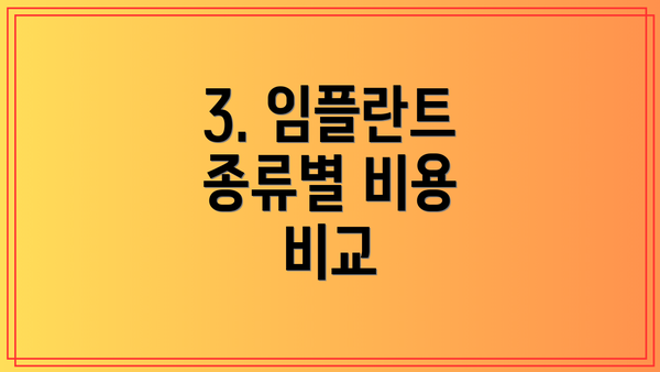 3. 임플란트 종류별 비용 비교