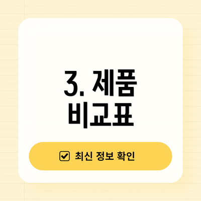 3. 제품 비교표
