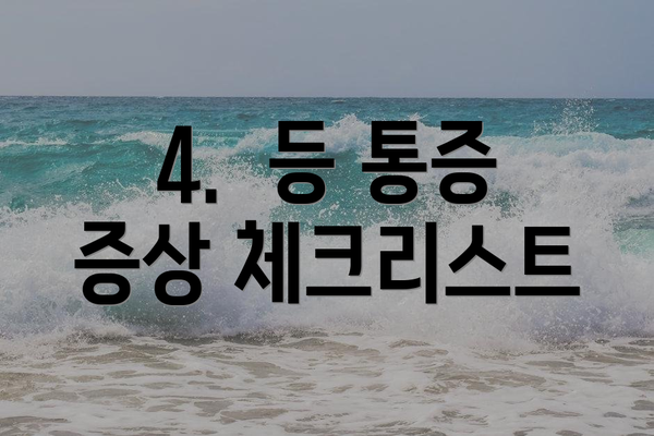 4. 등 통증 증상 체크리스트