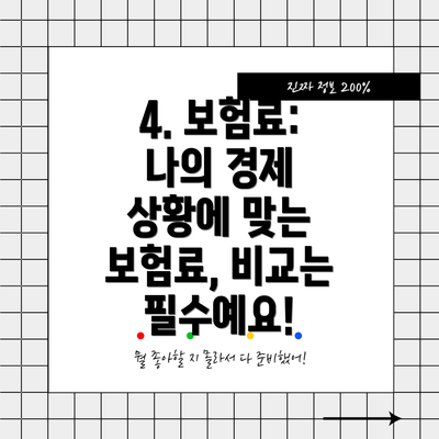 4. 보험료: 나의 경제 상황에 맞는 보험료, 비교는 필수예요!